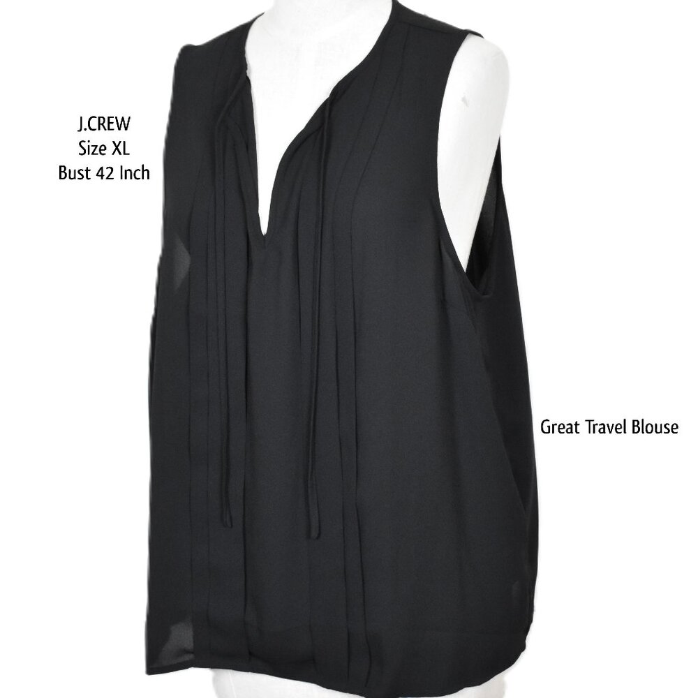 J.CREW Top Blouse Pullover XL Black Sleeveless Machine Wash